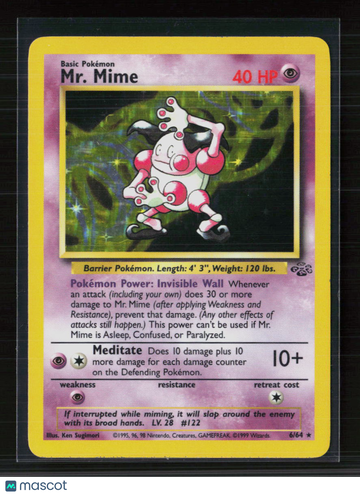 1999 Jungle MR. Mime Holo Rare #6/64
