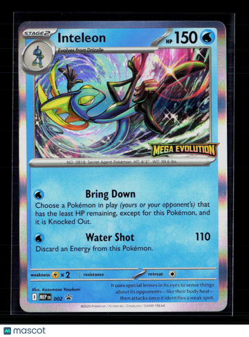 2025 Pokémon Mega Evolution Inteleon Holo Rare Trading Card #002