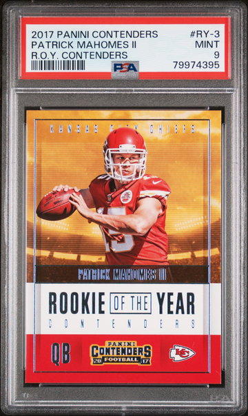 2017 Panini Contenders Rookie of the Year Contenders Patrick Mahomes II #RY3 PSA 9