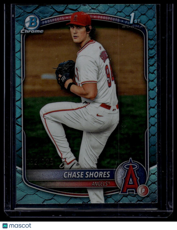 2025 Bowman Draft Chase Shores #BDC-142 Chrome Aqua Reptilian Refractor SN