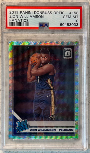 Zion Williamson 2019 Panini Donruss Optic Silver Wave Fanatics PSA 10 RC #158