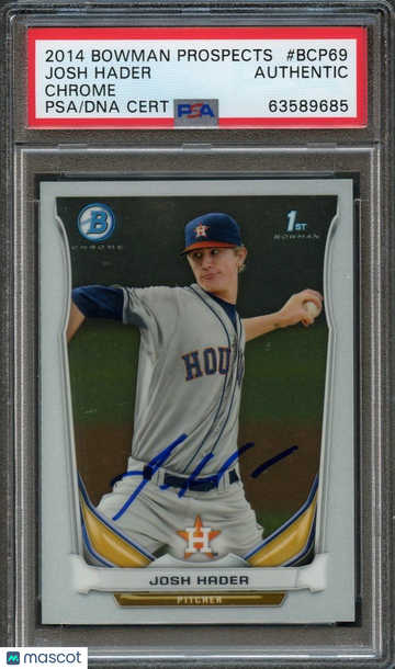 2014 Bowman Prospects Josh Hader #BCP69 Chrome PSA A Auto A