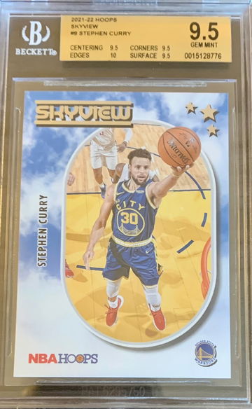 2021-22 Panini NBA Hoops Skyview Stephen Curry #9 - Graded BGS 9.5 Gem Mint.