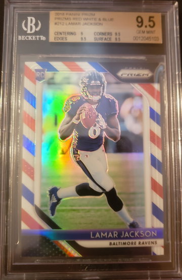 2018 Panini Prizm Prizms Red White Blue Lamar Jackson BGS 9.5