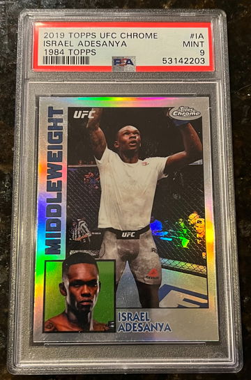 2019 Topps UFC Chrome Israel Adesanya 1984 Throwback Retro Refractor PSA 9