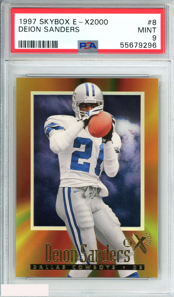 1997 SKYBOX E-X2000 DEION SANDERS #8 DALLAS COWBOYS POP 3 PSA 9 MINT