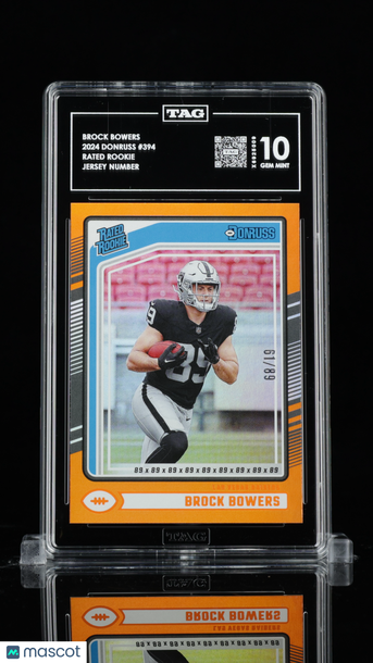 2024 Donruss Rated Rookie Brock Bowers #394 Jersey Number /89 Rookie TAG 10