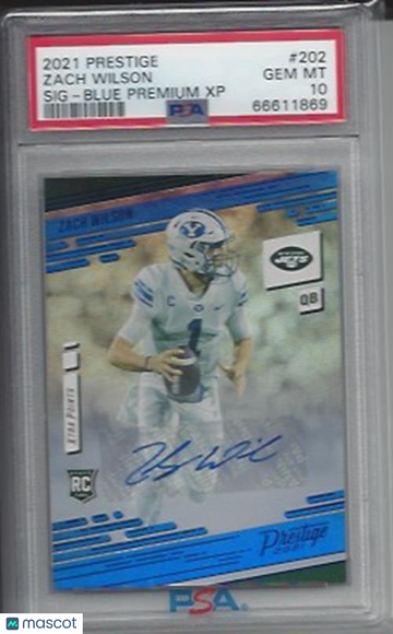 2021 Panini Prestige Zach Wilson #202 SIG Blue Premium XP PSA 10