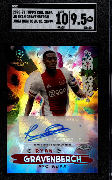 2020-21 Topps Chrome UEFA Ryan Gravenberch Joga Bonito Auto #/99 RC AJAX SGC 9.5