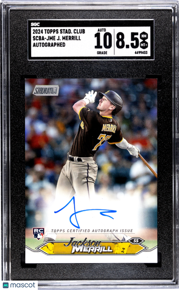 2024 Topps Stadium Club Jackson Merrill #SCBA-JME Autograph SGC 8.5 Auto 10