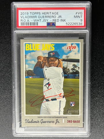2019 Topps Heritage Vladimir Guerrero Jr. Red Ink White Jersey PSA 10
