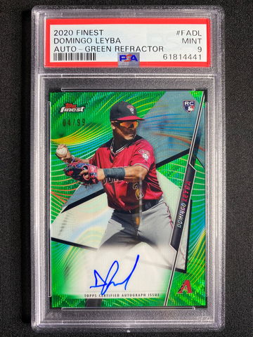2020 Topps Domingo Leyba Topps Finest Green Refractor Auto /99 PSA 9