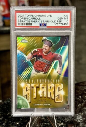 PSA 10 2024 Topps Chrome CORBIN CARROLL RC #/50 GOLD Stratospheric Stars POP 1