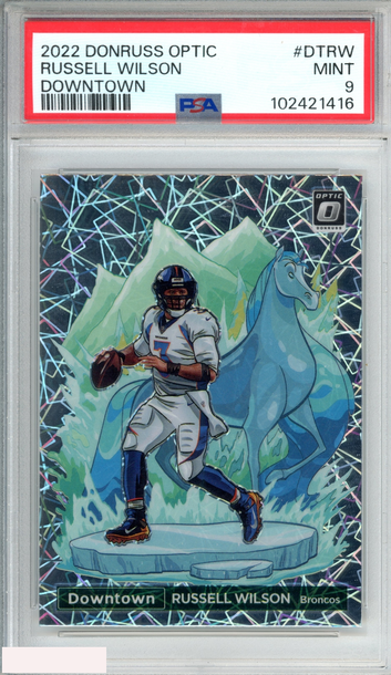 2022 PANINI DONRUSS OPTIC DOWNTOWN RUSSELL WILSON #DTRW BRONCOS PSA 9 MINT