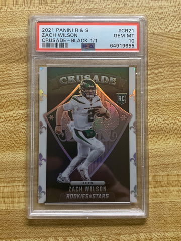 2021 Panini Rookies & Stars Zach Wilson Rookie Card Crusade Black 1/1 PSA 10 Gem Mint 
