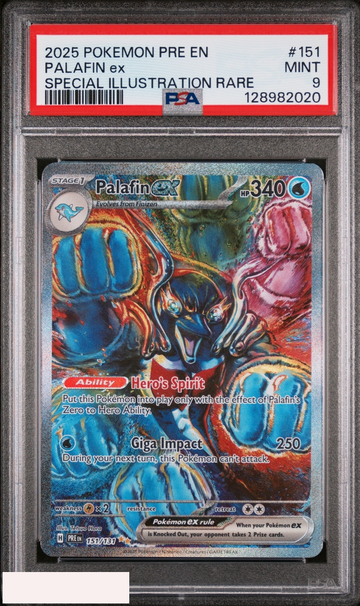 2025 POKEMON PRISMATIC EVOLUTION PALAFIN EX #151 SPECIAL ILLUSTRATION RARE PSA 9