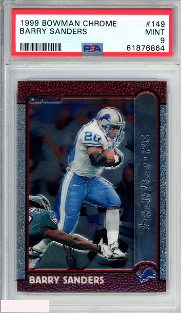 1999 BOWMAN CHROME BARRY SANDERS #149 DETROIT LIONS HOF PSA 9 MINT