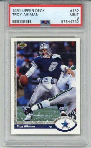 1991 UPPER DECK #152 TROY AIKMAN FOOTBALL CARD DALLAS COWBOYS PSA 9 MINT LOW POP