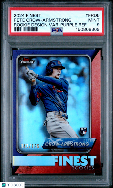 2024 Topps Finest Finest Rookie Design Variation Pete Crow-Armstrong #FRD5 Purple Ref /125 PSA 9