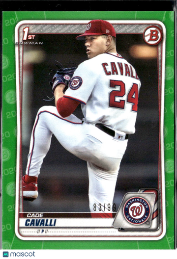 Cade Cavalli 2020 Bowman Draft 1st Bowman Green Paper /3 Washington Nationals