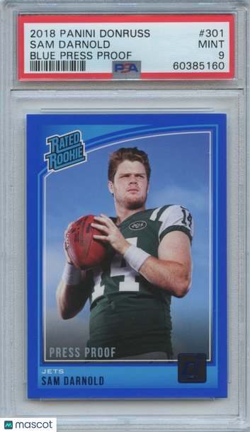 2018 Panini Donruss Sam Darnold #301 Press Proof Blue Parallel/Variety Rookie Base Set PSA 9
