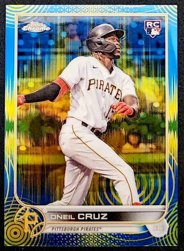 2022 Topps Chrome Sonic #128 Oneil Cruz Blue Yellow Sonic Pulse Refractor #61/75