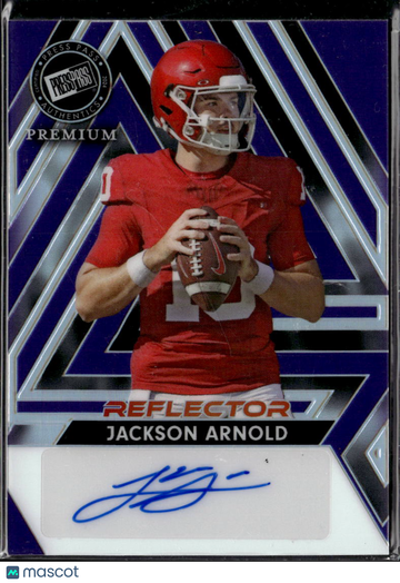 Jackson Arnold 2024 Leaf Press Pass Premium Auto Reflector Purple /15 Oklahoma Sooners