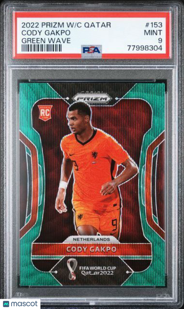 2022 Panini Prizm World Cup Qatar Cody Gakpo #153 Green Wave PSA 9