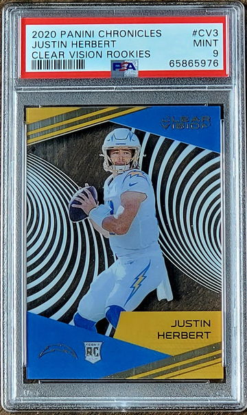 2020 JUSTIN HERBERT Panini Chronicles Clear Vision Rookies PSA 9 Rookie #CV3