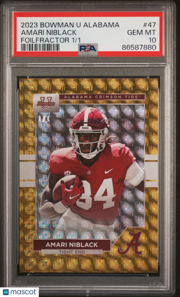 2023 Bowman University Alabama Amari Niblack Foilfractor /1 PSA 10