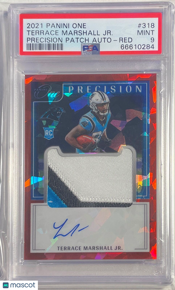 2021 Panini One Terrace Marshall JR. #318 Precision Patch Auto Red PSA 9