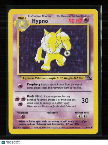 1999 Fossil Hypno Holo Rare #8/62