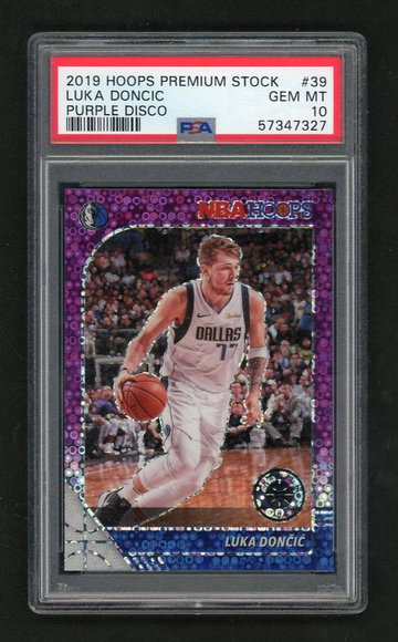 2019 Hoops Premium Stock Purple Disco Prizm Luka Doncic #39 PSA 10