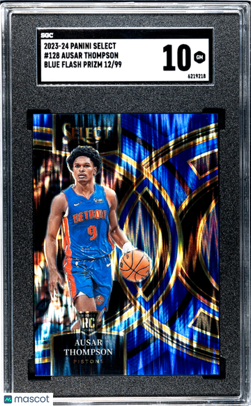 2023 Panini Select Ausar Thompson #128 Blue Flash Prizm 99 SGC 10