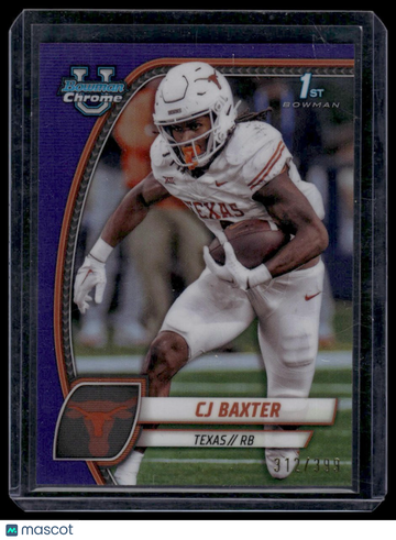 2024 Bowman University Chrome CJ Baxter #42 Purple Refractor SN