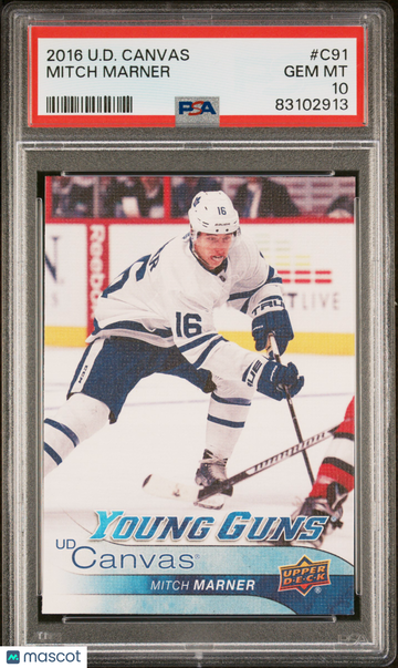 2016-17 Upper Deck Canvas Mitch Marner #C91 Young Guns Rookie PSA 10