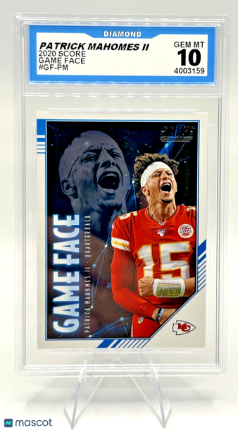 Graded 10 Patrick Mahomes II Signed 2020 Score Panini GF-PM Base Insert Kansas City Chiefs