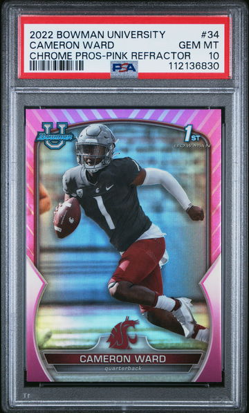 2022 BOWMAN UNIVERSITY CHROME CAMERON WARD PINK REFRACTOR #34 PSA 10
