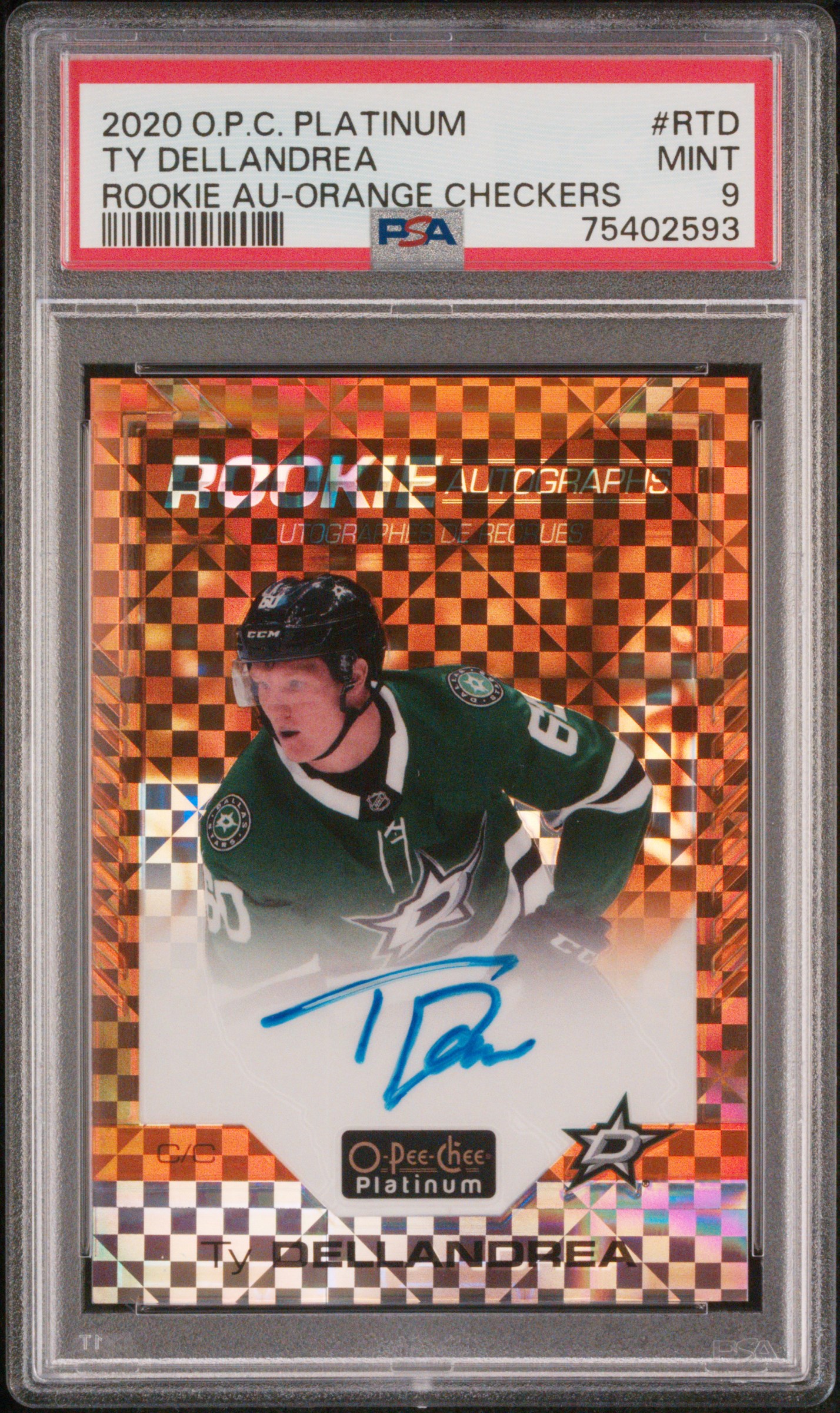 2020 O-Pee-Chee Platinum Rookie Autographs Ty Dellandrea PSA 9 POP 1!