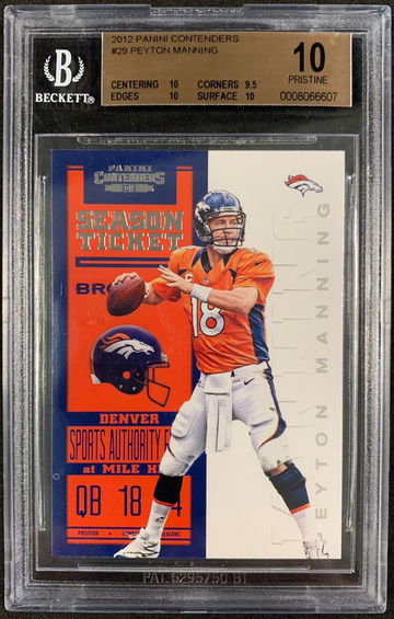 BGS 10 POP 2 Peyton Manning 2012 Panini Contenders #29 - DHL Express Air 5-6 Days with Tracking from Overseas