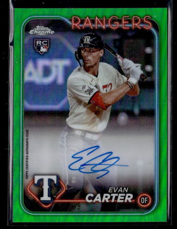 2023 Topps Chrome RA-EC Evan Carter Green Rookie /99 Texas Rangers Auto