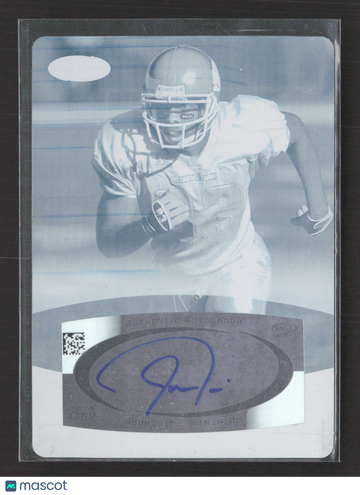 2007 SAGE DECADEnce Football Jason Hill #A25 Cyan Printing Plate Authentic Autographed Card One-Of-One Printing Plate