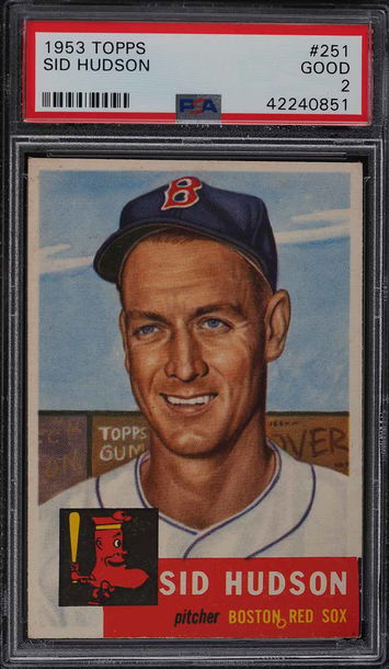 1953 Topps Baseball Sid Hudson #251 PSA 2 CENTERED SHARP!