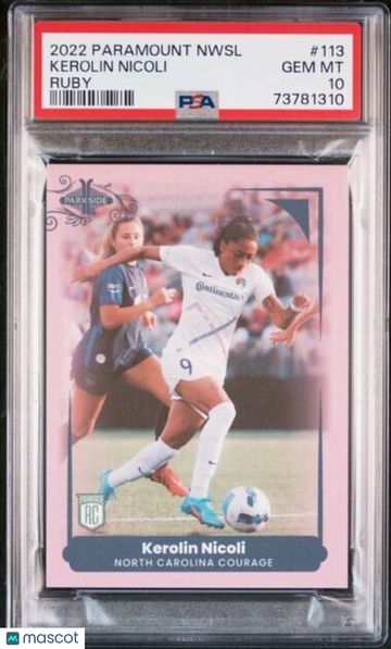 2022 Parkside NWSL Paramount Kerolin Nicoli #113 Rookie PSA 10