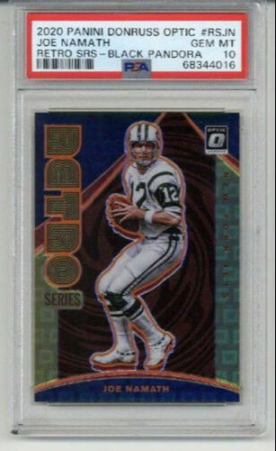 2020 PANINI DONRUSS OPTIC RETRO SERIES BLACK PANDORA JOE NAMATH PSA 10 LOW POP