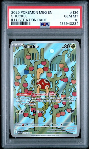 2025 Pokemon Mega Evolution Illustration Rare Shuckle #136 PSA 10
