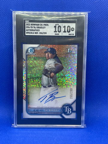 2022 Bowman Chrome Speckle Auto TAJ BRADLEY #'d 255/299