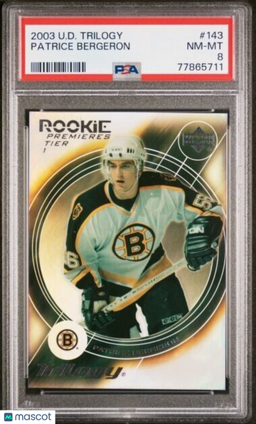 2003-04 Upper Deck Trilogy Patrice Bergeron #143 Rookie PSA 8
