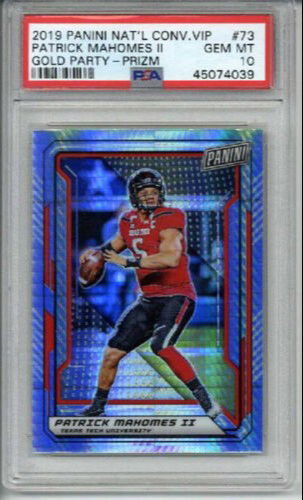 2019 PANINI NATIONAL CON VIP GOLD PARTY PRIZM #73 PATRICK MAHOMES PSA 10
