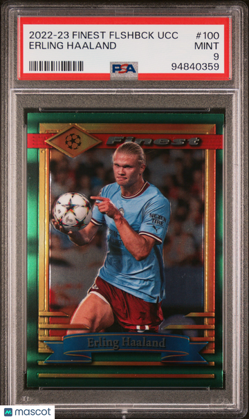 2022-23 Topps Finest Flashbacks UEFA Club Competitions Erling Haaland #100 PSA 9